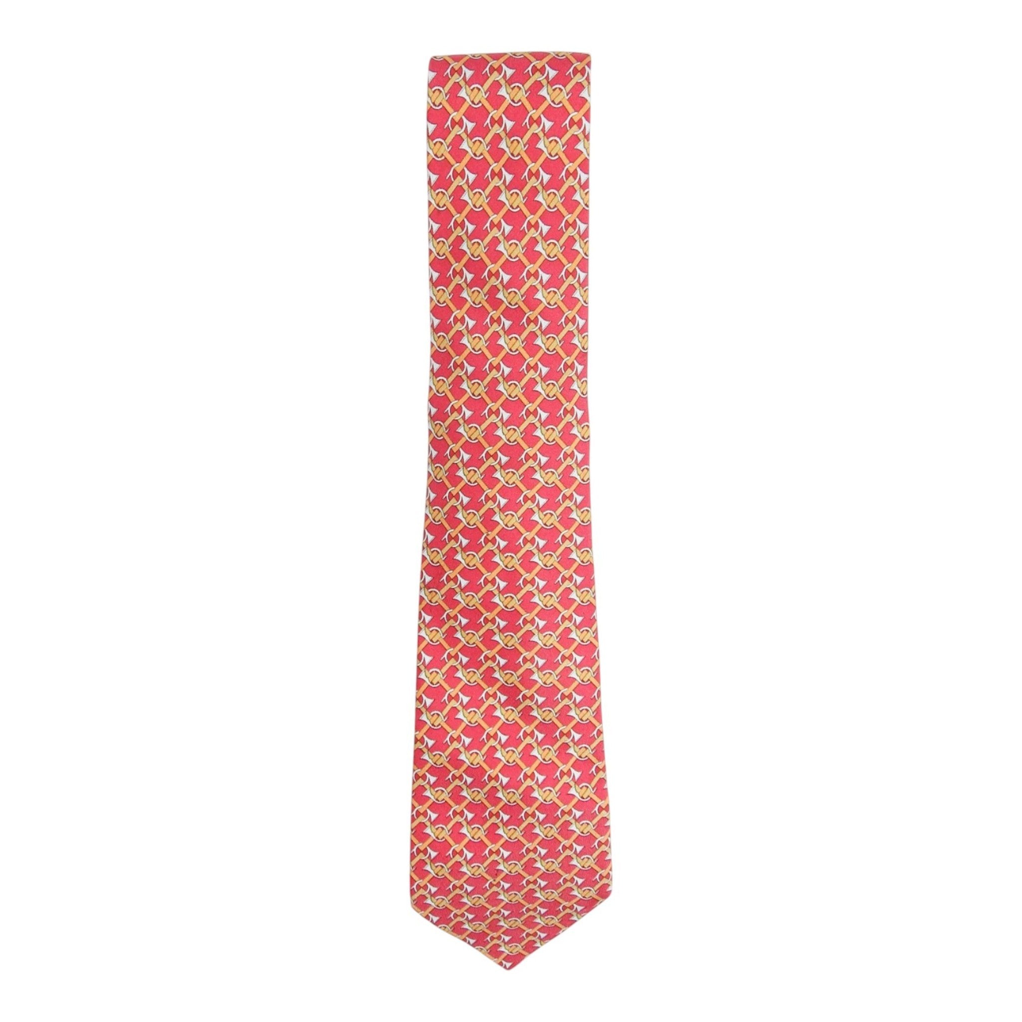 Hermes Red French Horn Tie