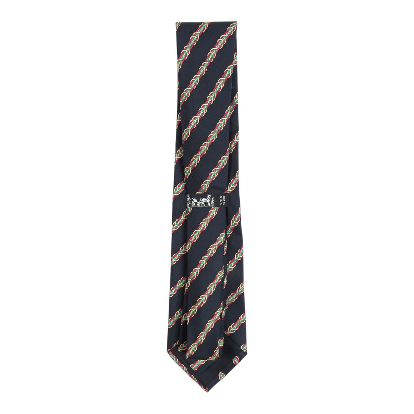 Hermes Black/Pink/Teal Stripe Tie