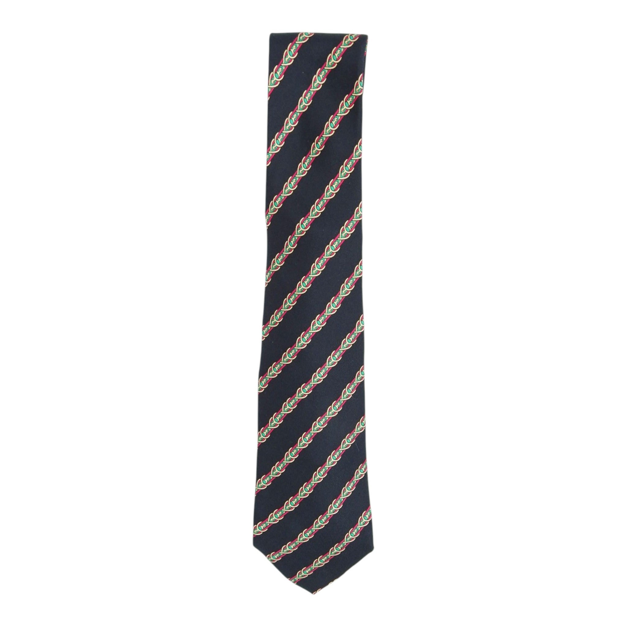 Hermes Black/Pink/Teal Stripe Tie