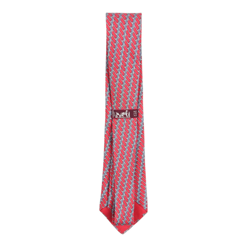 Hermes Red/Grey Chainlink Tie