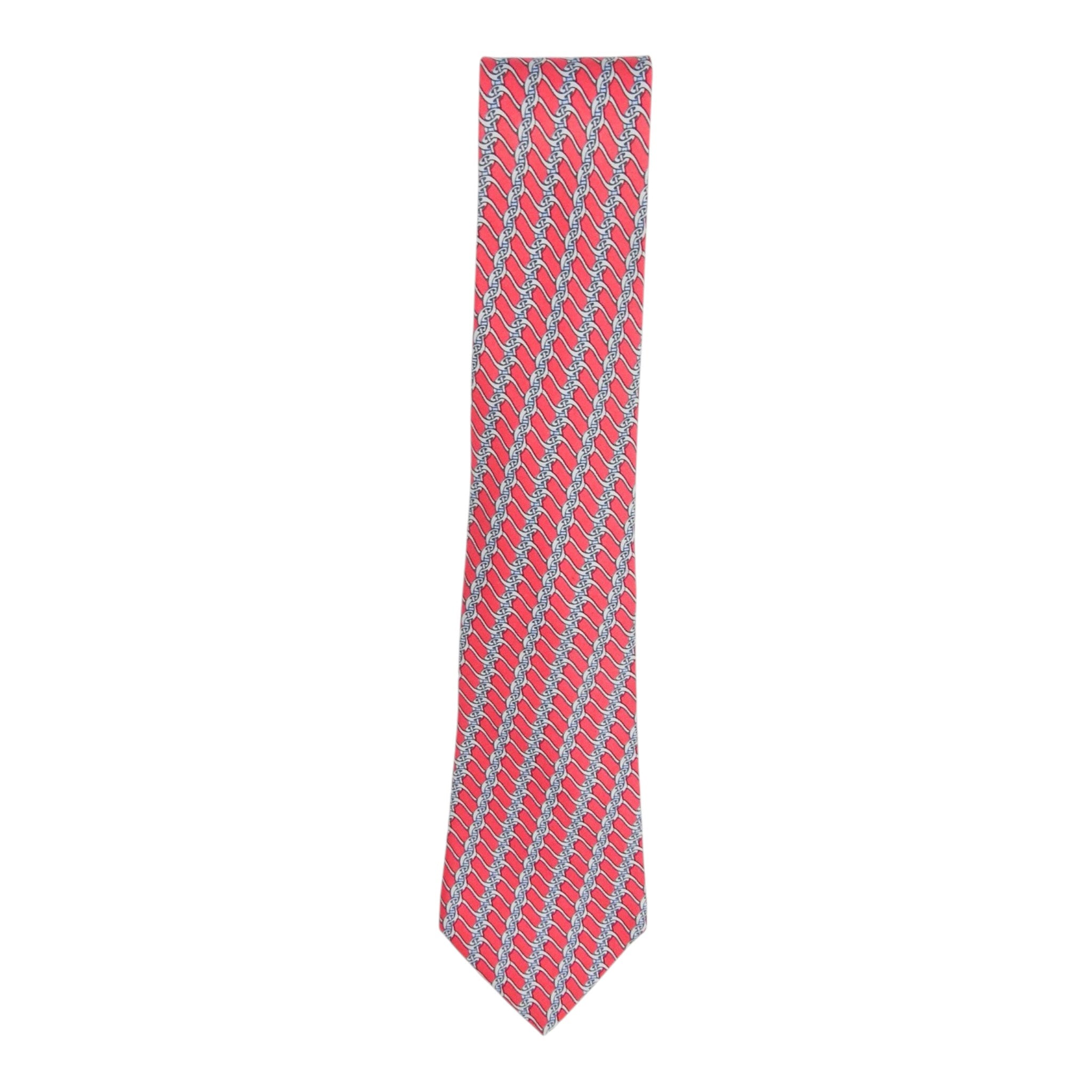 Hermes Red/Grey Chainlink Tie