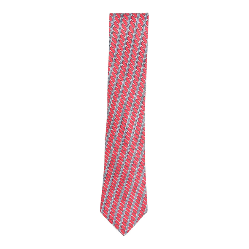 Hermes Red/Grey Chainlink Tie