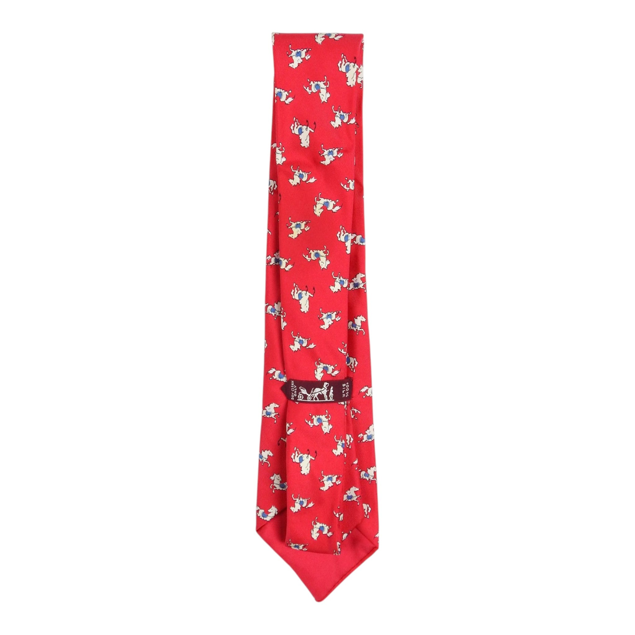 Hermes Red Jumping Horse Tie