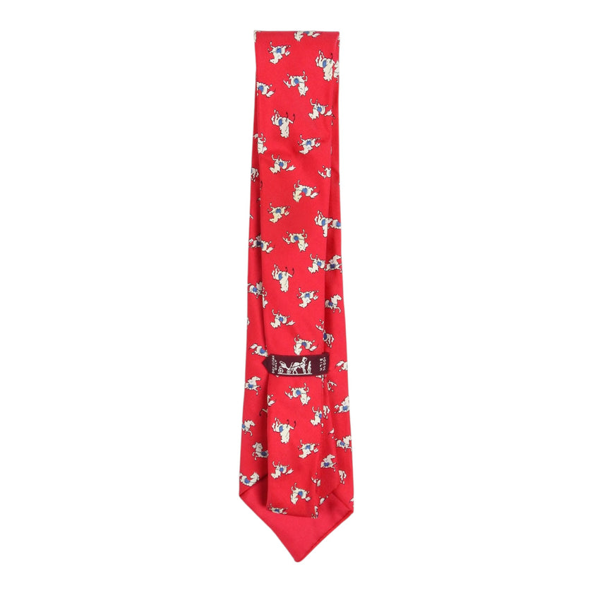 Hermes Red Jumping Horse Tie