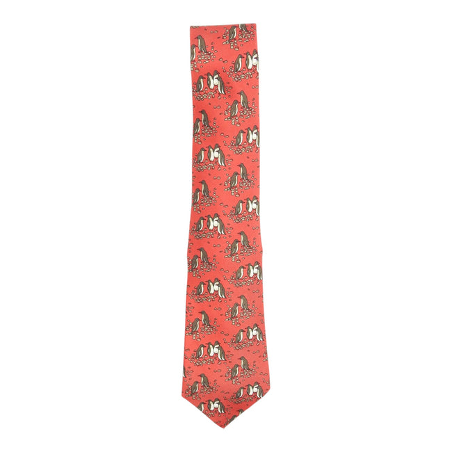 Hermes Red Penguin Tie