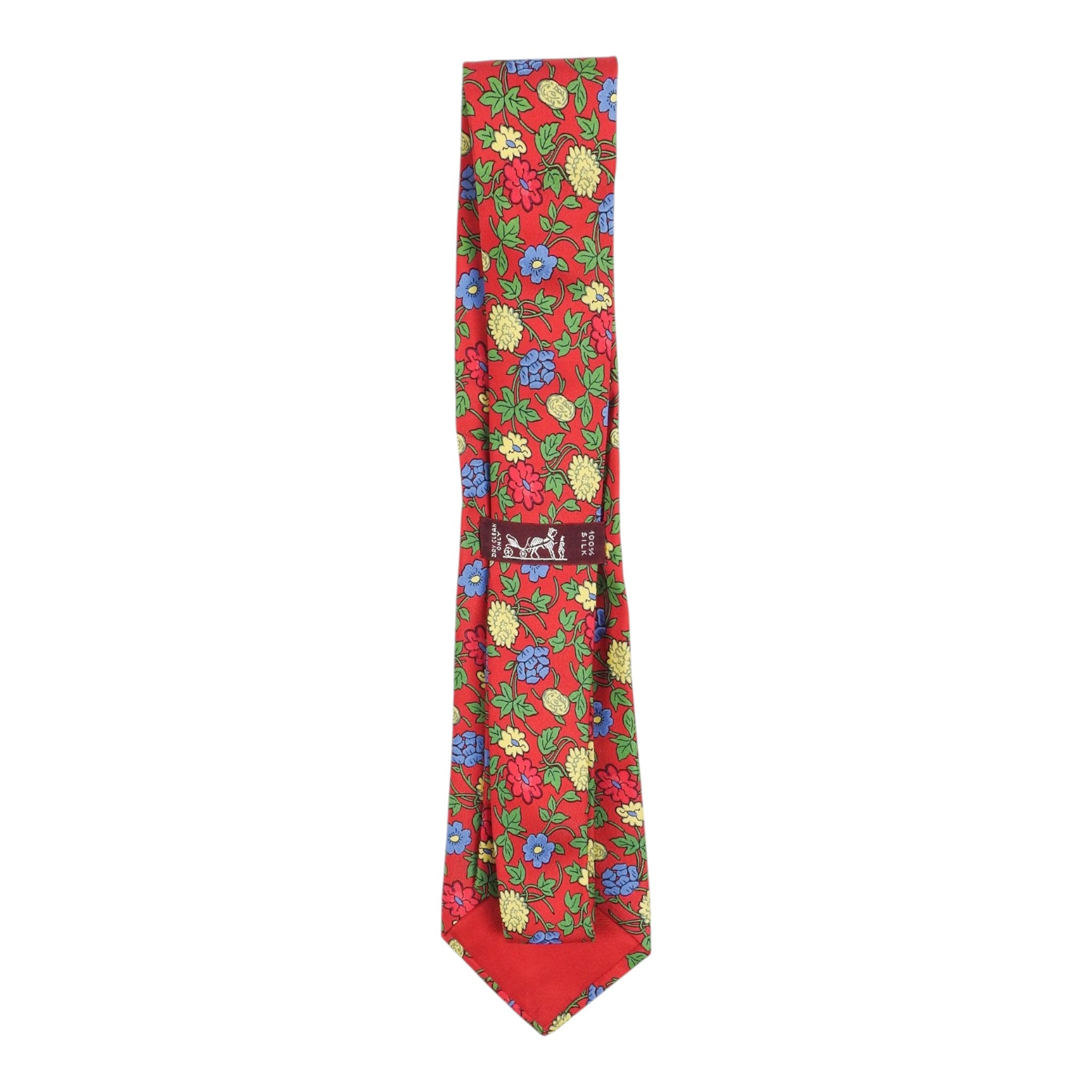 Hermes Red Floral Tie