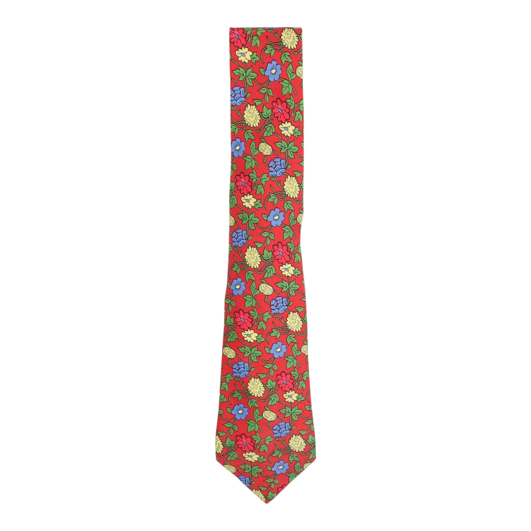 Hermes Red Floral Tie