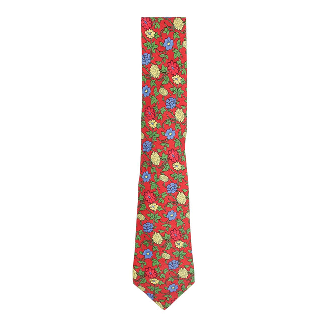 Hermes Red Floral Tie