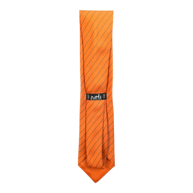 Hermes Orange Striped Tie
