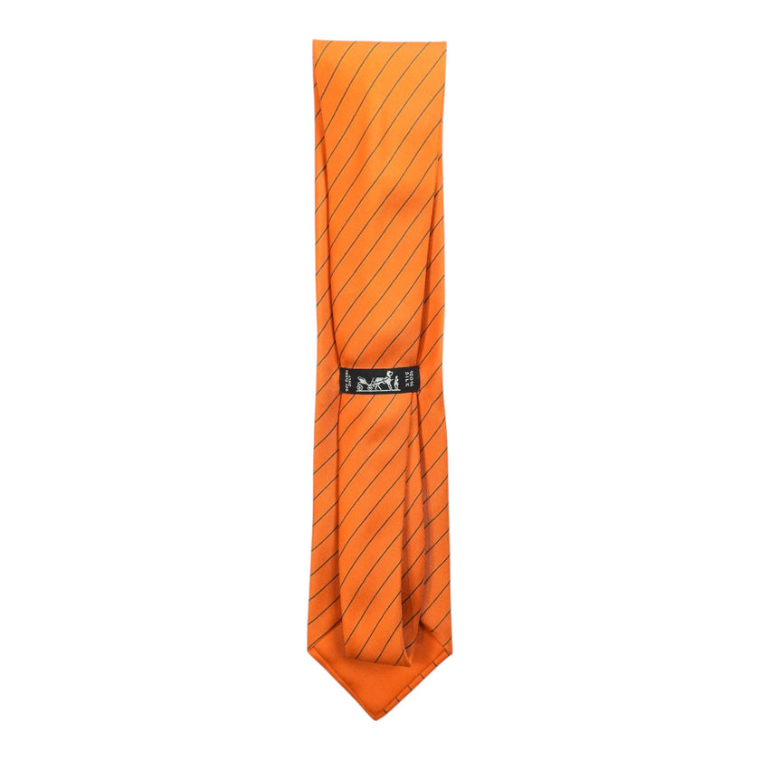 Hermes Orange Striped Tie