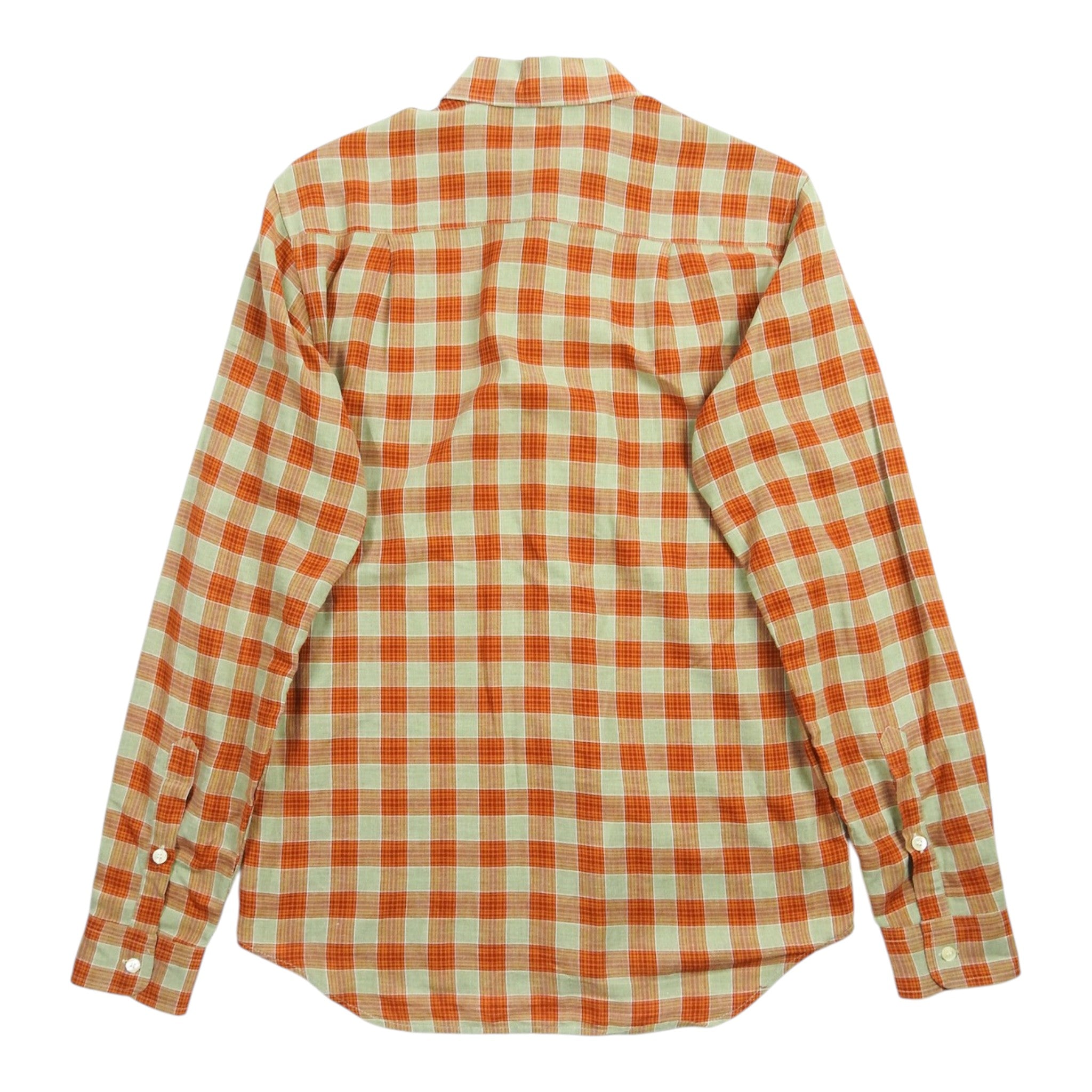 Merino Martini Da Firenez Orange Plaid Shirt Size Medium