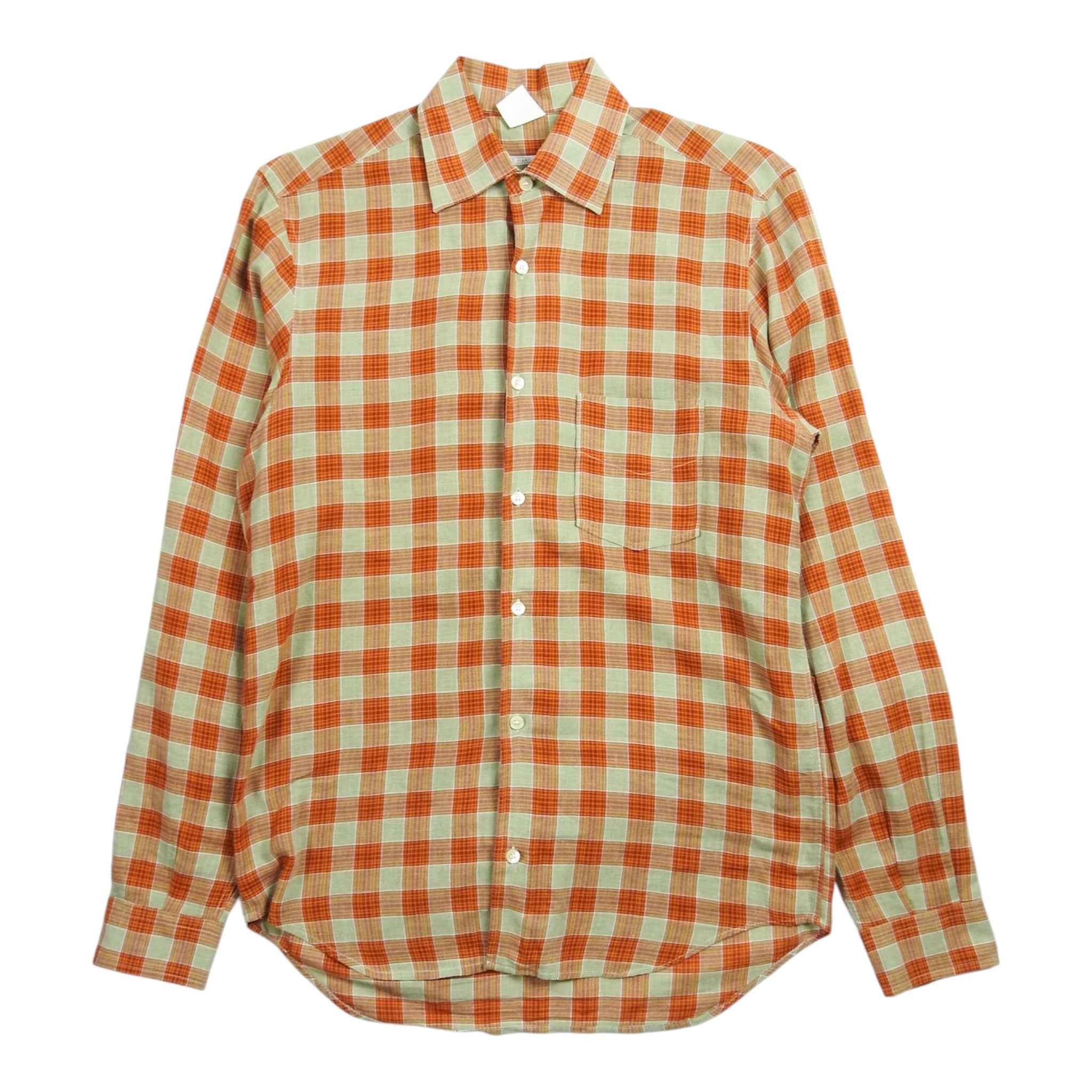 Merino Martini Da Firenez Orange Plaid Shirt Size Medium