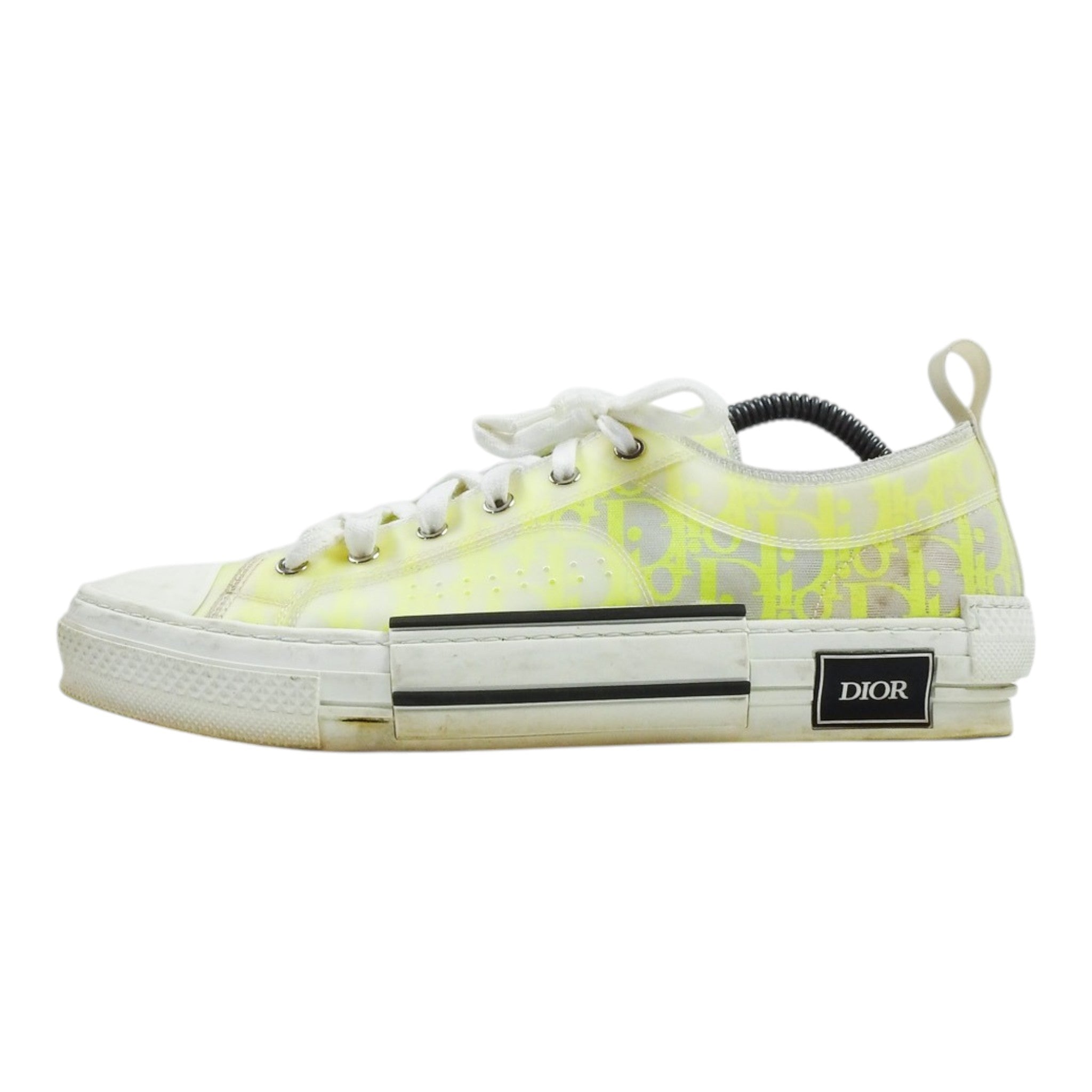 Dior Neon Yellow Clear Logo Low Top Sneakers Size 44