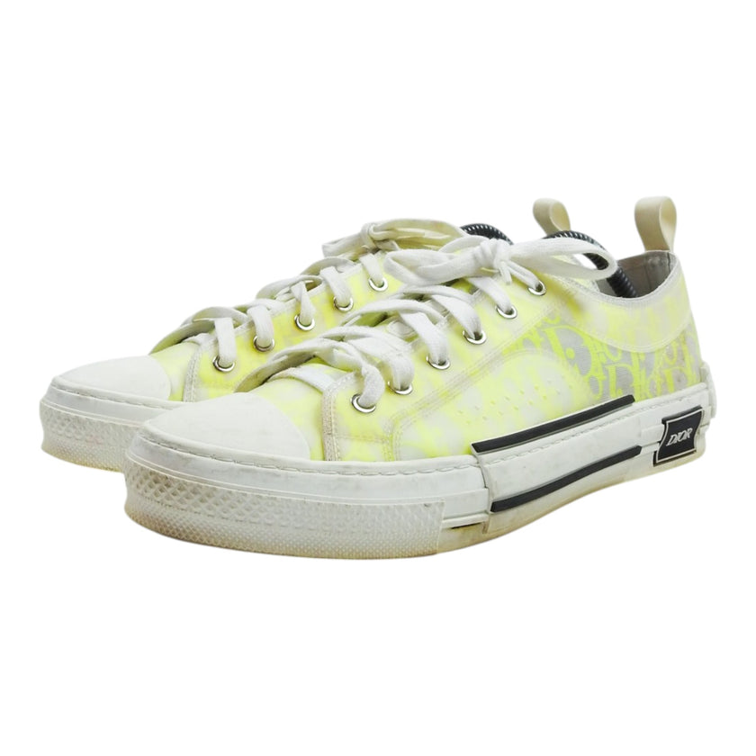 Dior Neon Yellow Clear Logo Low Top Sneakers Size 44
