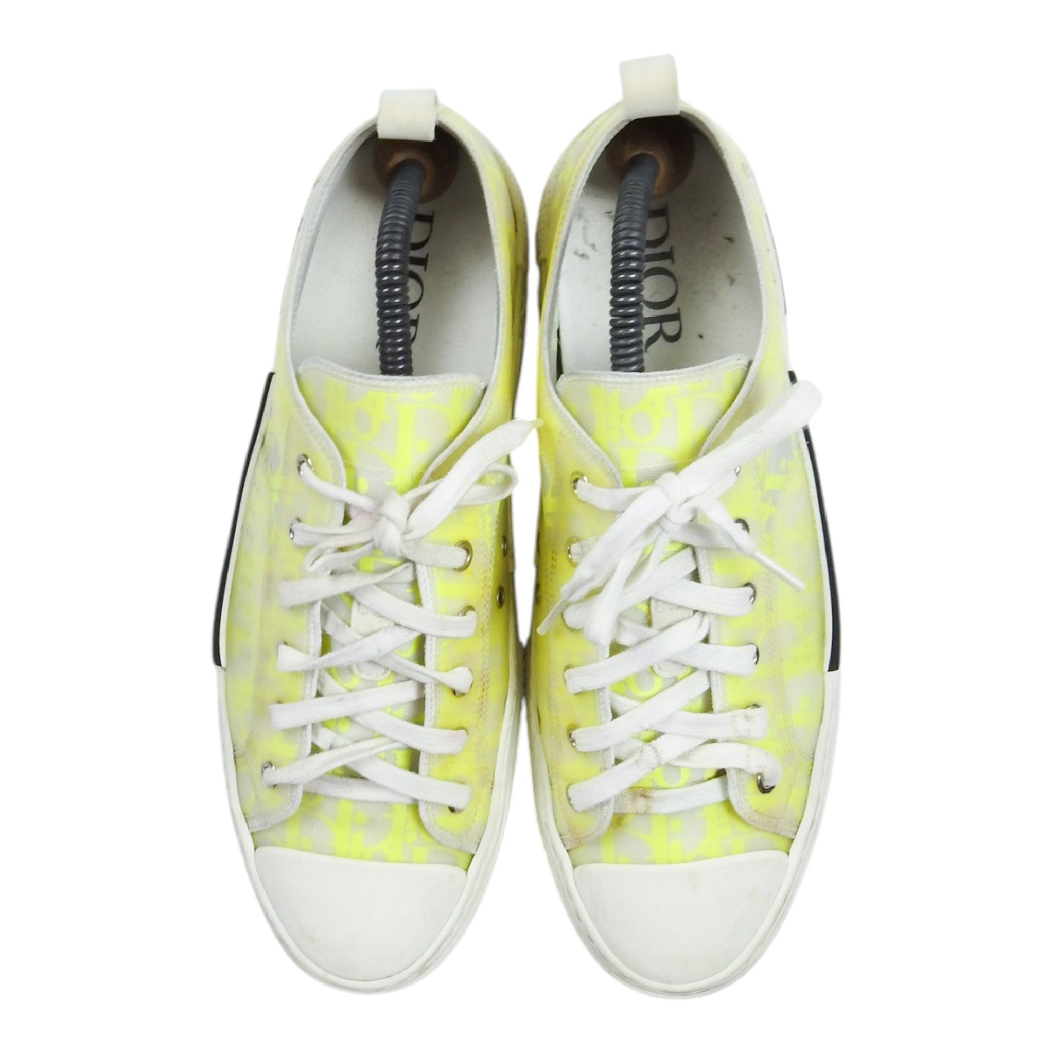 Dior Neon Yellow Clear Logo Low Top Sneakers Size 44