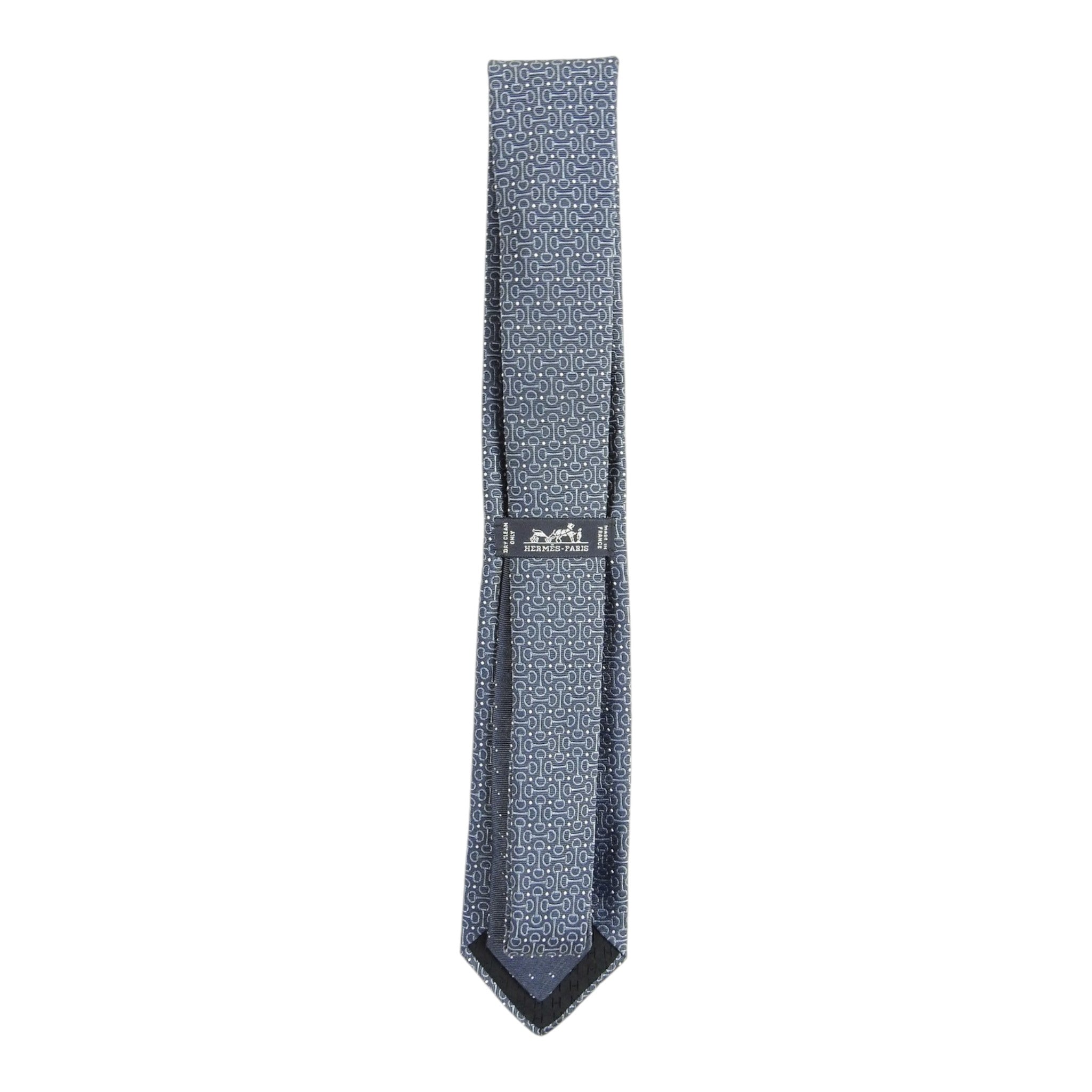 Hermes Grey Horsebit Pattern Tie