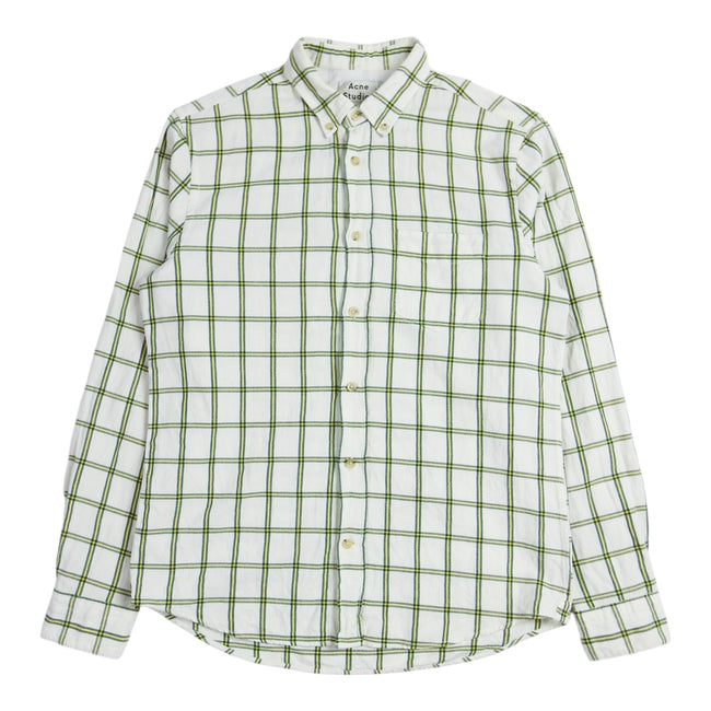 Acne Studios Green/Yellow Grid LS Shirt Size 50