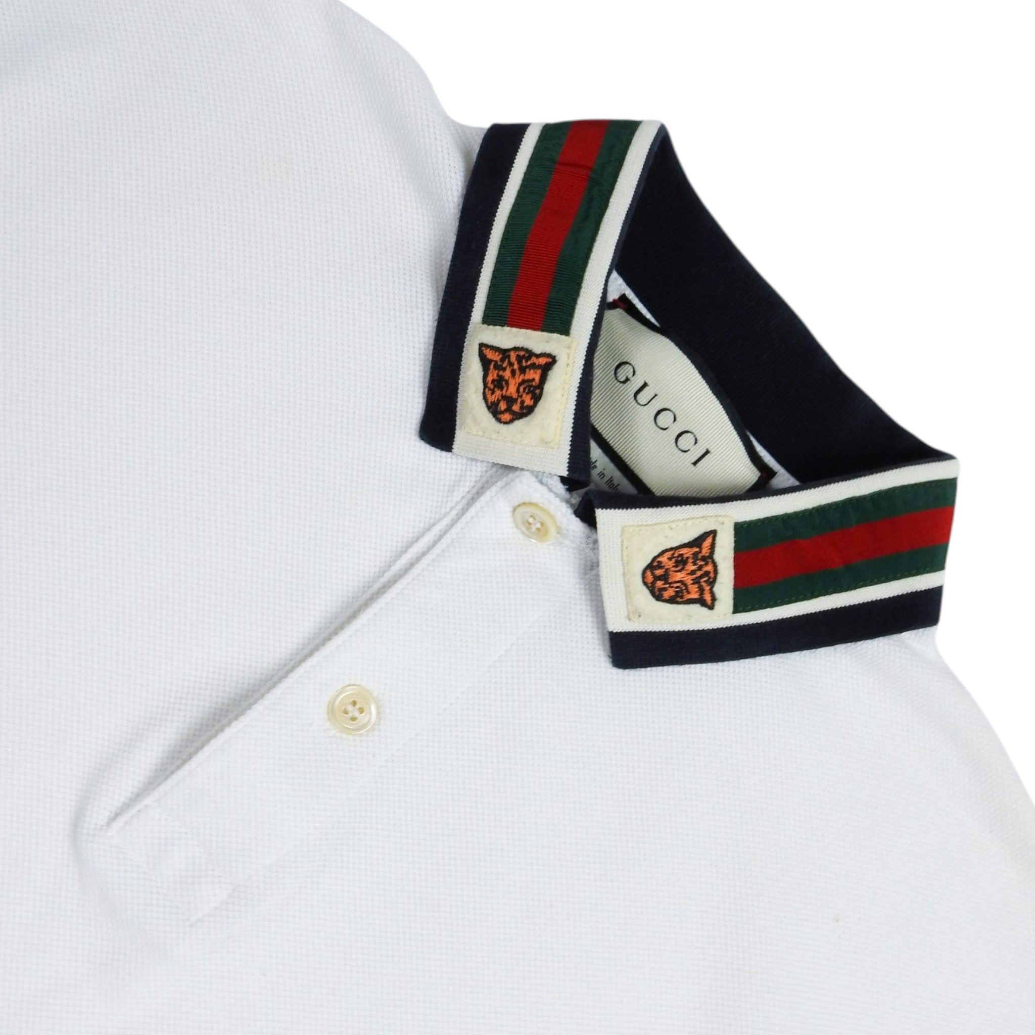 Gucci Tiger Patch Collar SS Polo Shirt Size Medium