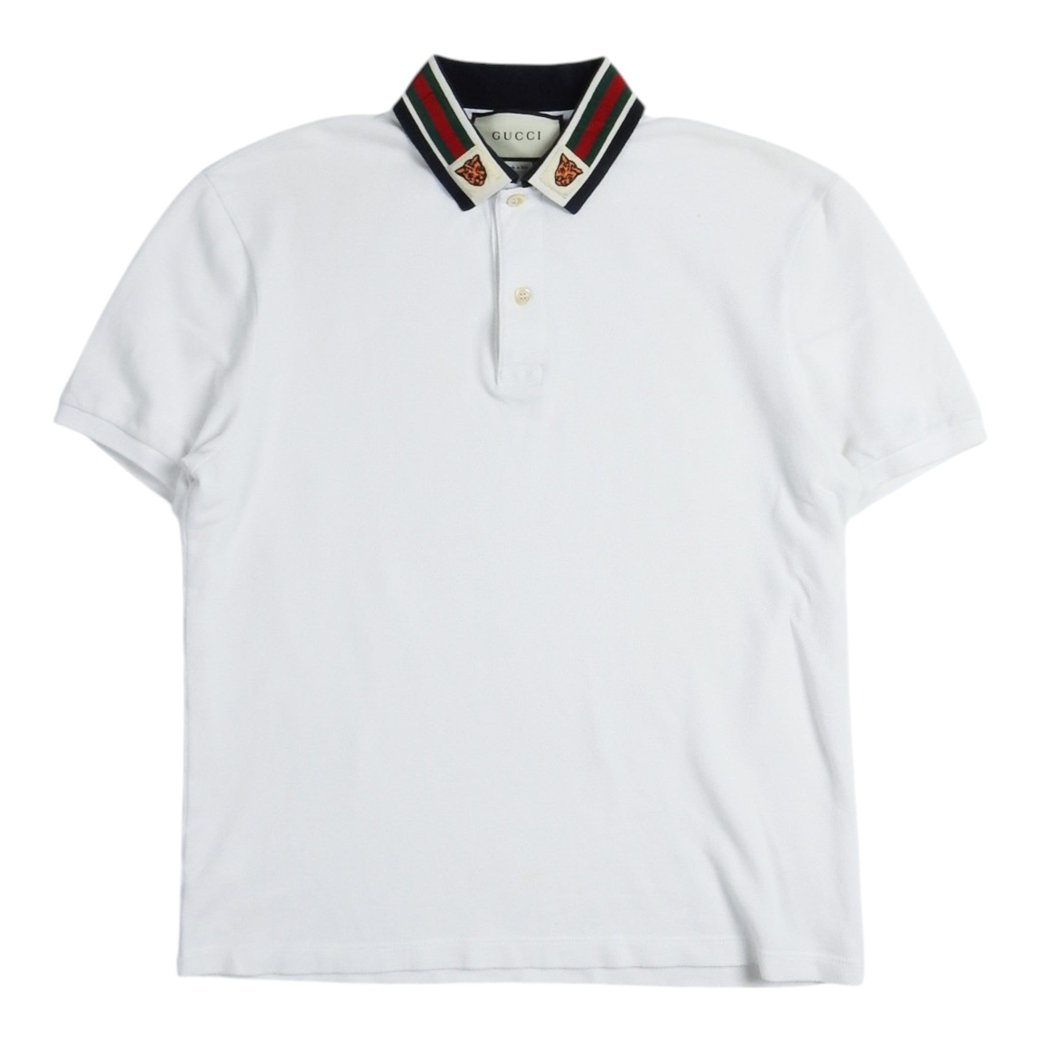Gucci Tiger Patch Collar SS Polo Shirt Size Medium