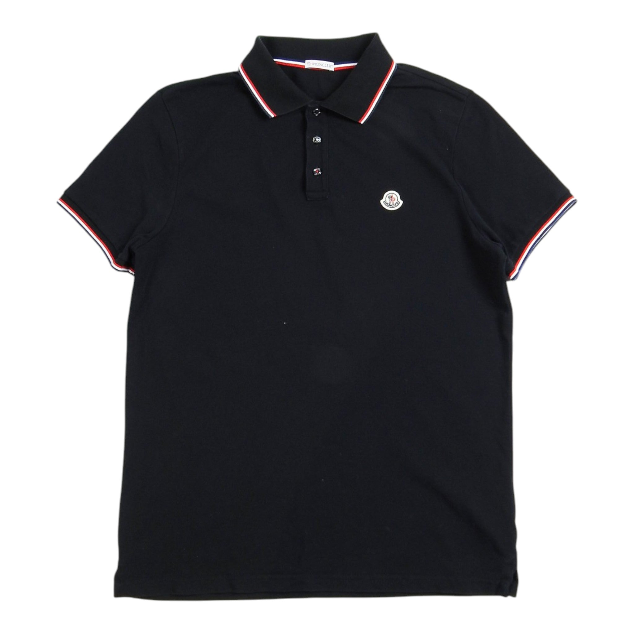 Moncler Black SS Pique Polo Shirt Size Large