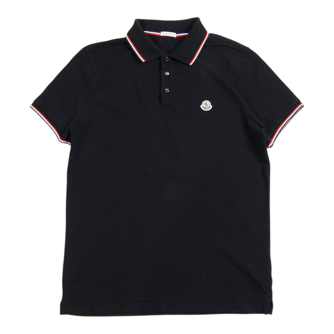 Moncler Black SS Pique Polo Shirt Size Large