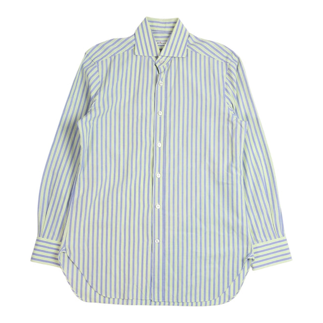 Kiton Blue/Green Striped LS Shirt Size Medium