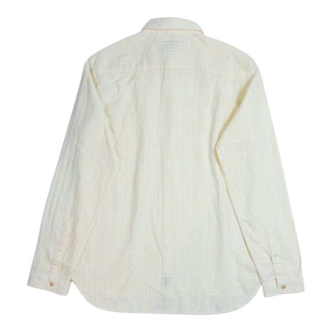 Oliver Spencer Cream Grid Linen Shirt Size 16