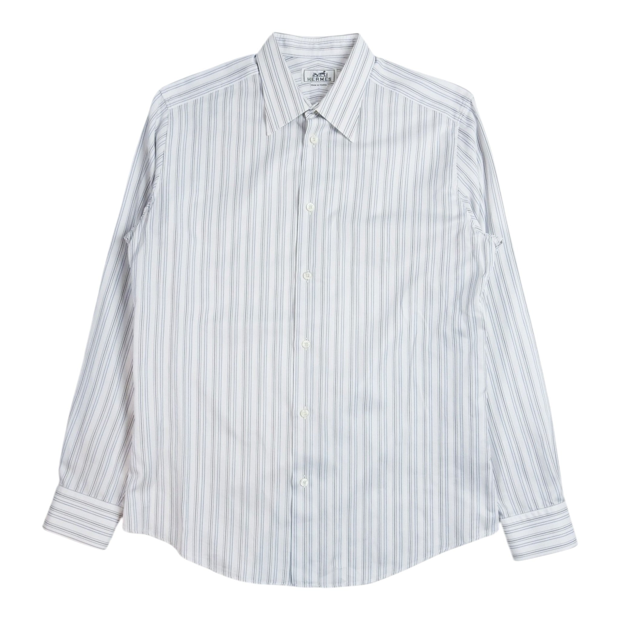 Hermes Blue/Black Striped LS Shirt Size 16