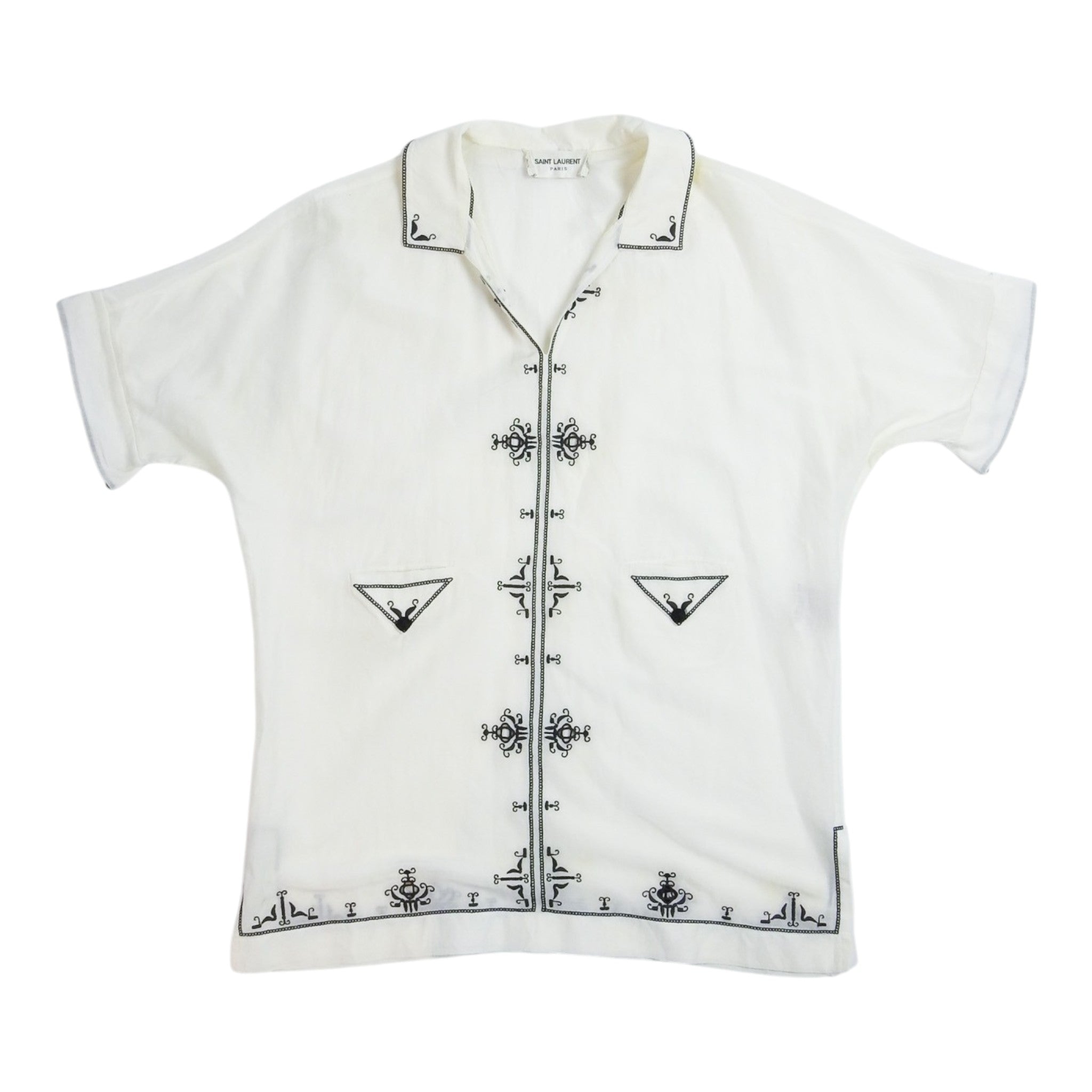 Saint Laurent Linen Pullover SS Camp Shirt Size Medium