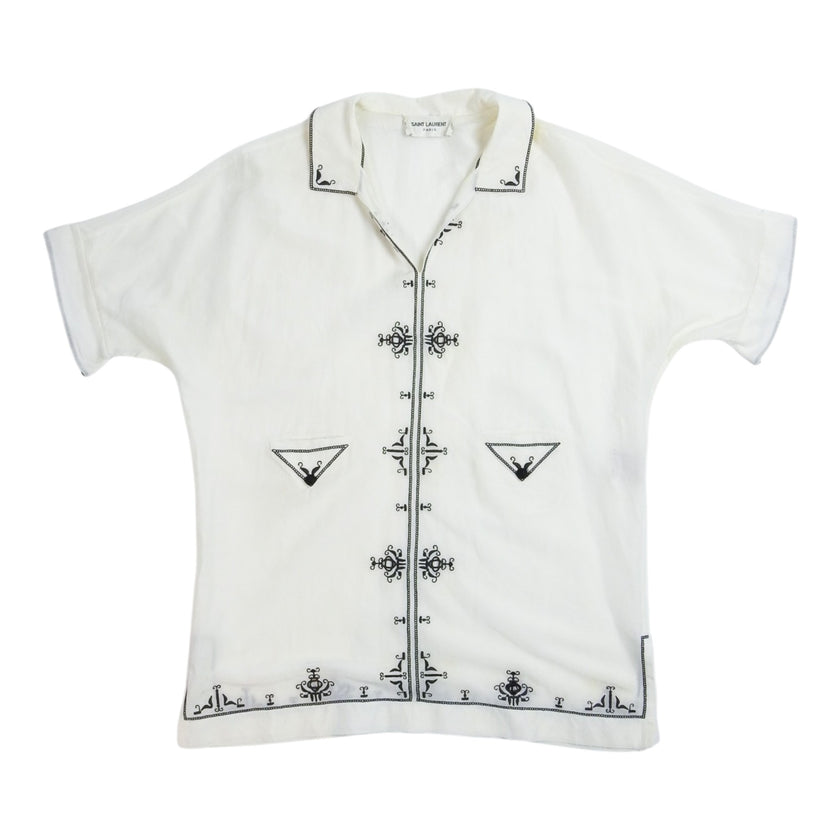 Saint Laurent Linen Pullover SS Camp Shirt Size Medium