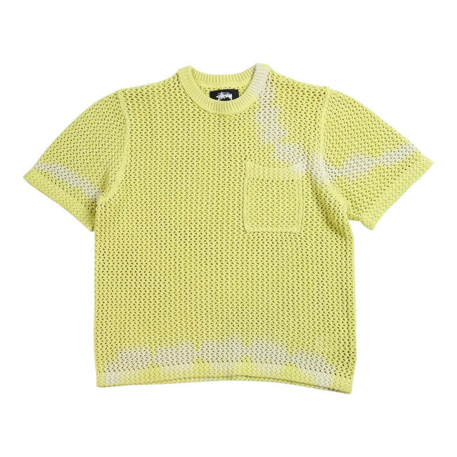 Stussy Yellow/White Knit SS Sweater Size Medium