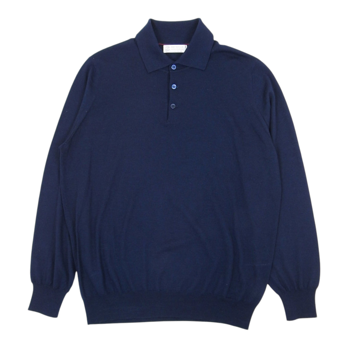 Brunello Cucinelli Navy Knit Polo Size 54