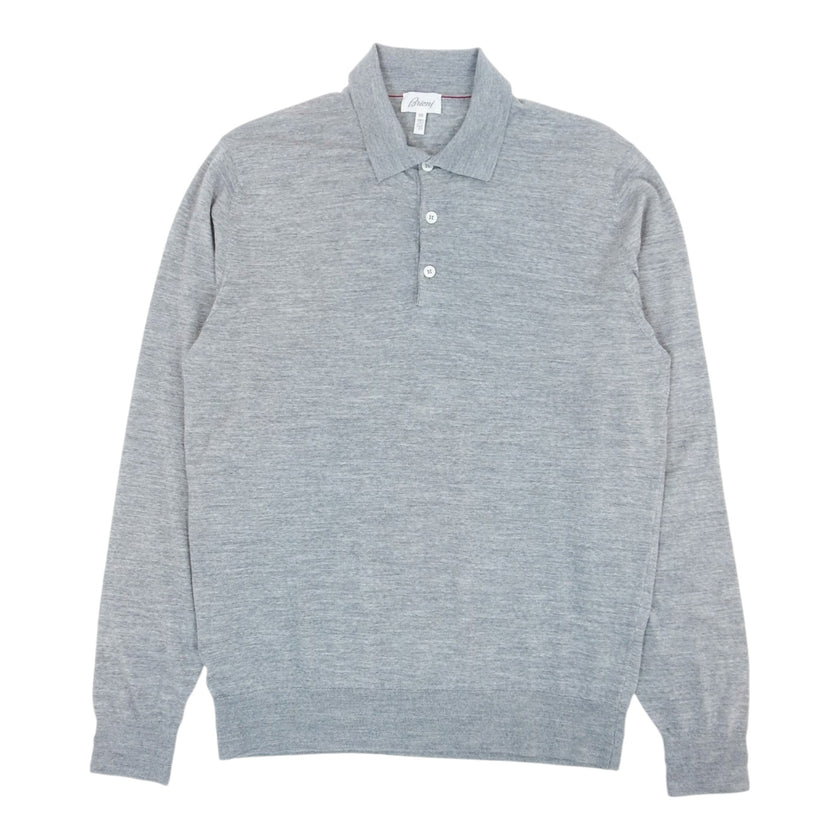 Brioni Heather Grey Knit Polo Size 56