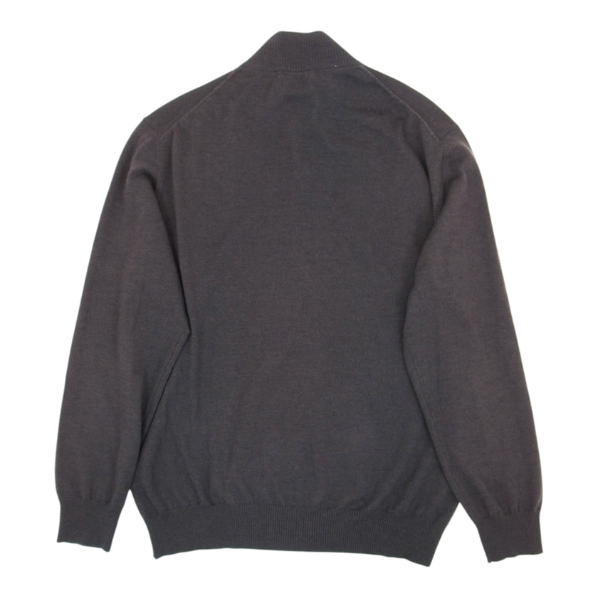 Zegna Brown High Neck Zip Knit Size 3XL