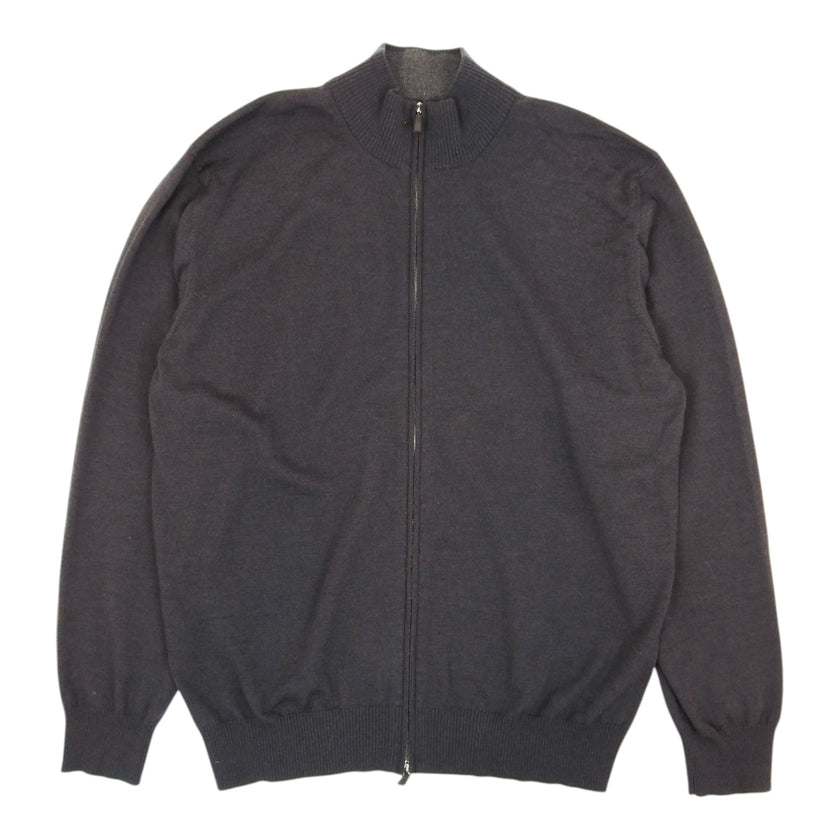 Zegna Brown High Neck Zip Knit Size 3XL