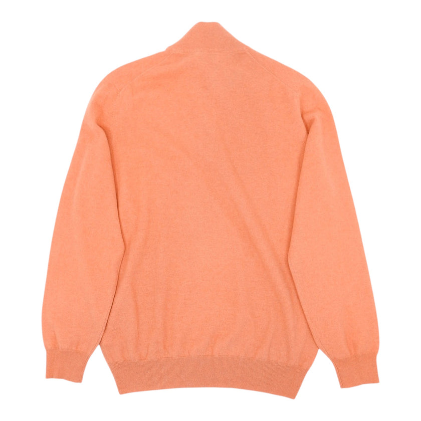 Brunello Orange 1/4 Zip Cashmere Knit Size 54