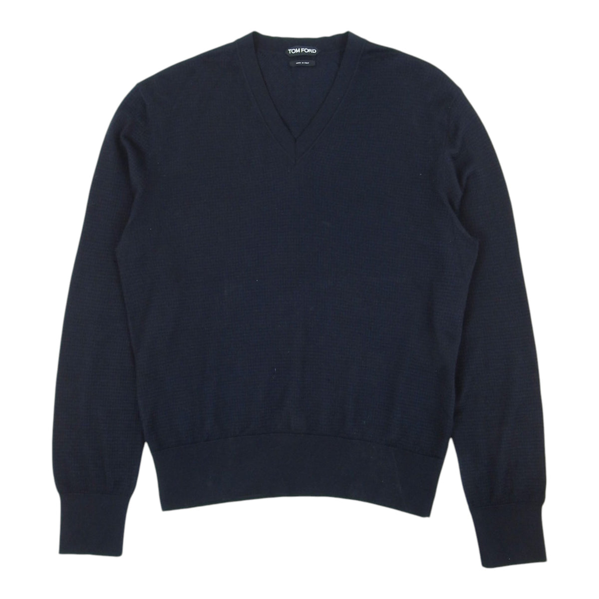 Tom Ford Black/Blue Check V Neck Sweater Size 54