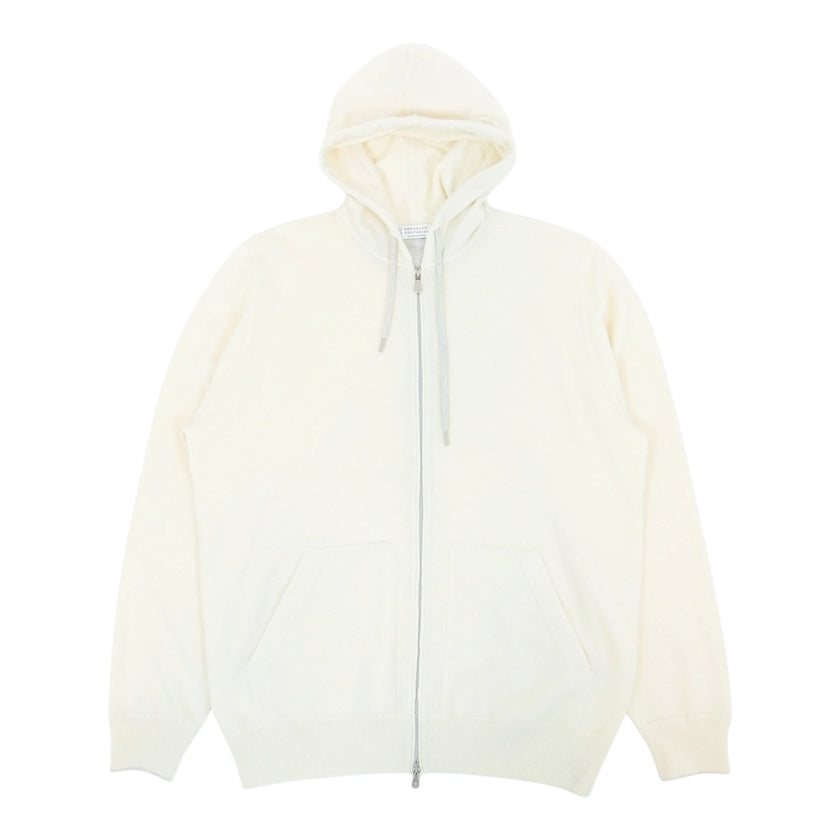 Brunello Cream Cashmere Hoodie Size XL