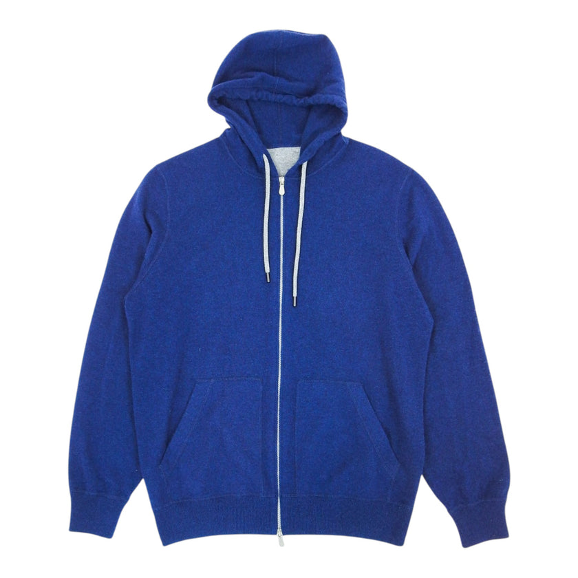 Brunello Cucinelli Blue Cashmere Hoodie Size XL