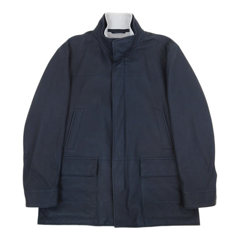 Loro Piana Navy Leather Field Jacket Size XL