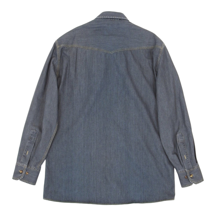 Brunello Cucinelli Grey Western Chambray Shirt Size 2XL