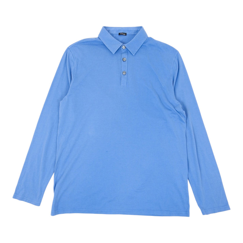 Kiton Blue LS Polo Tee Size XL