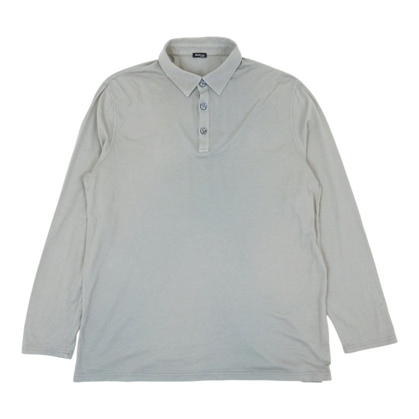 Kiton Grey LS Polo Tee Size XL