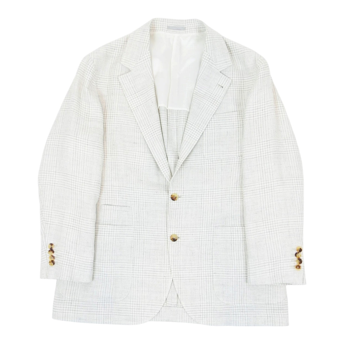 Brunello Cucinelli Cream Plaid 2 Piece Suit Size 56 | 50