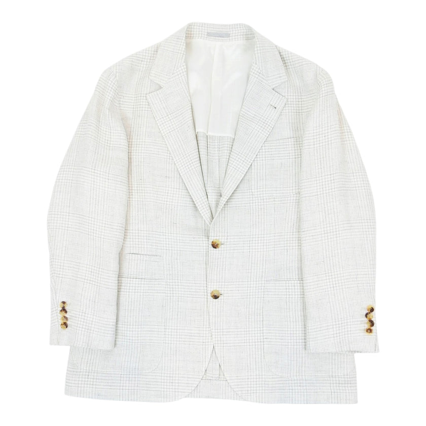 Brunello Cucinelli Cream Plaid 2 Piece Suit Size 56 | 50
